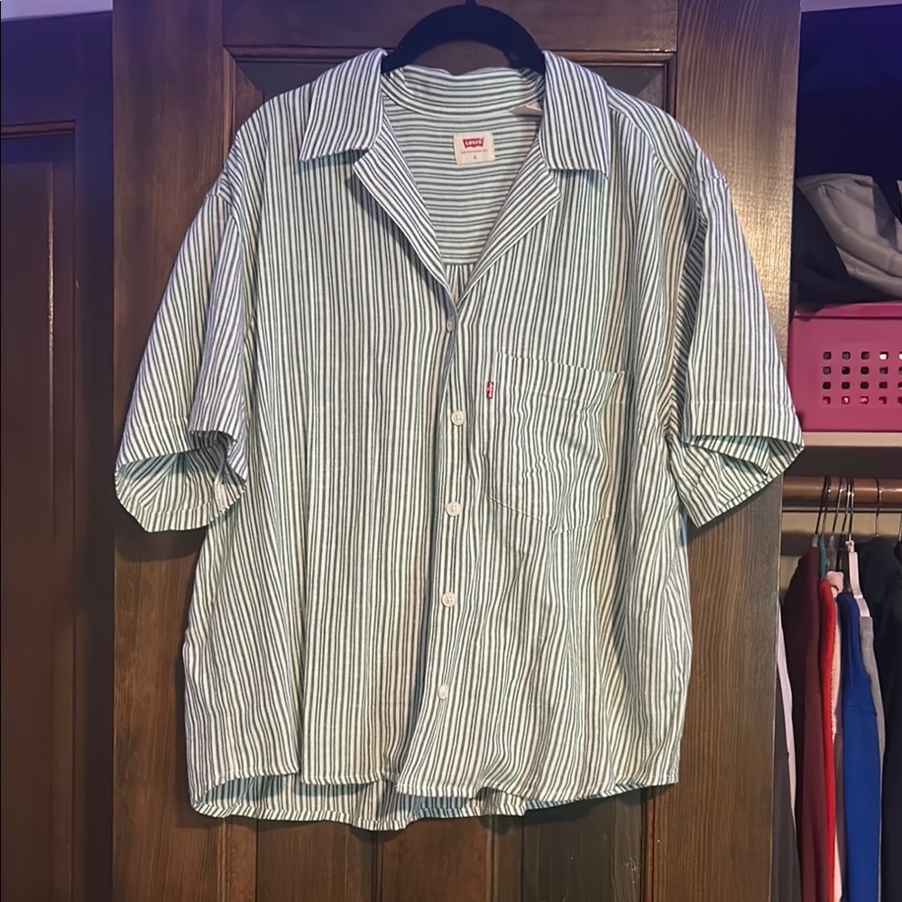 Levi's Blue and White Casual Button Down Shirt